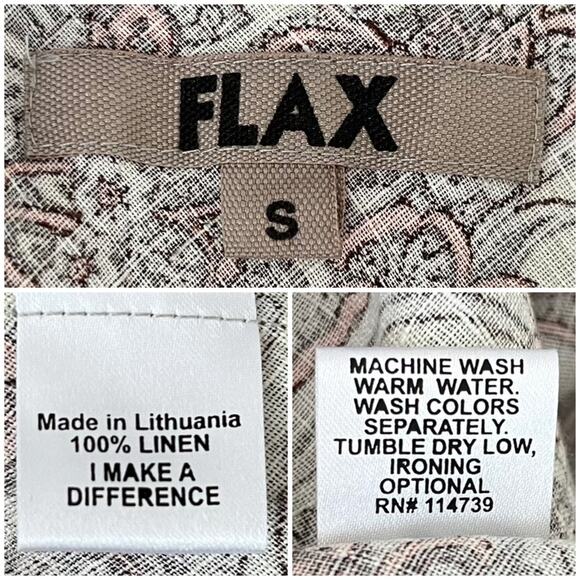 Flax Sleeveless Dress Button Up Top 2 Piece Set Linen Quiet Luxury Paisley Small - Picture 10 of 13